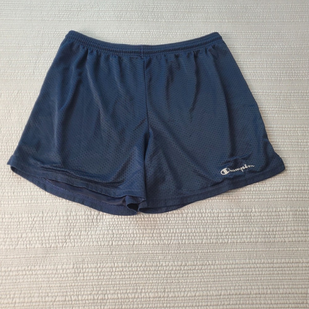 Champion Mesh Athletic Shorts Mens Medium Navy Blue Elastic Waist Gym Run Y2K